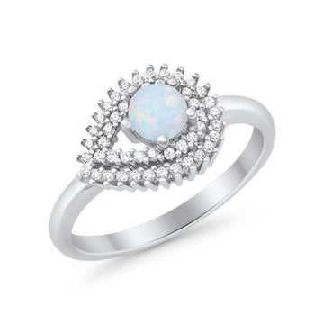 Sideways Teardrop Engagement Ring Round Simulated Cubic Zirconia 925 Sterling Silver